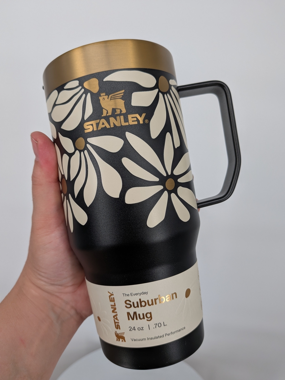 new STANLEY Everyday Suburban Mug cup 24 OZ cold hot wild blooms black floral